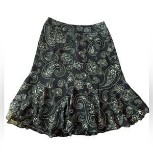 Ann Taylor Women’s Paisley Print Silk Skirt Size 8 Y2K Boho Hippie Gypsy